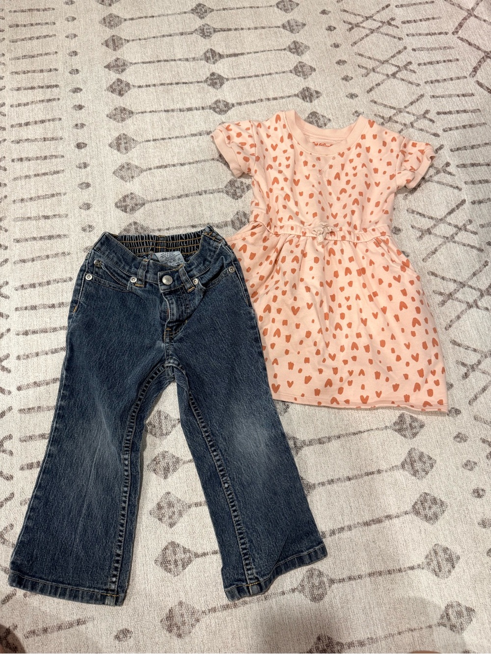 Kids Pink Heart Print Dress - Brand Unspecified